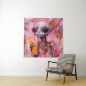 Rosa Alien mit einem Orangensaft Wandteppich (Beispiel)