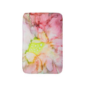 Rosa Alkohol Tinte Abstrakte Blume Badematte (Vorderseite Vertikal)