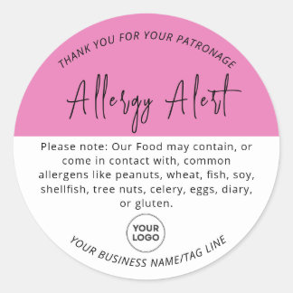 Rosa Allergie Warnhinweis Runder Aufkleber