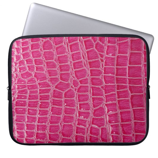 Rosa Alligator Gemusterte Textur Laptopschutzhülle (Vorderseite)