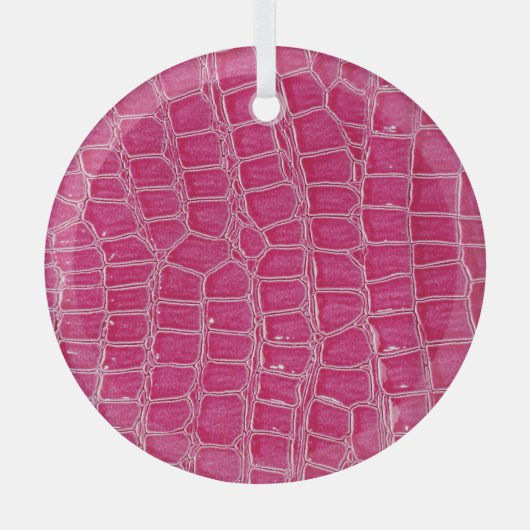 Rosa Alligator Gemusterte Textur Ornament Aus Glas (Vorderseite)