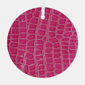 Rosa Alligator Gemusterte Textur Ornament Aus Glas (Rückseite)