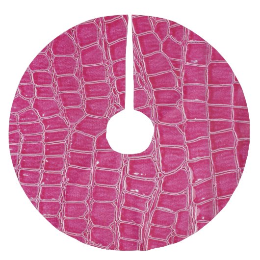 Rosa Alligator Gemusterte Textur Polyester Weihnachtsbaumdecke (Vorderseite)
