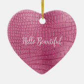 Rosa Alligator-Tierdruck Keramik Ornament (Vorne)