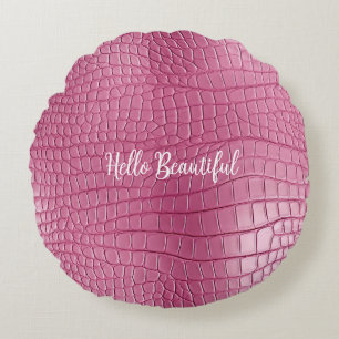 Rosa Alligator-Tierdruck Rundes Kissen