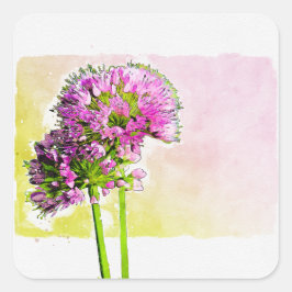 Rosa Allium Watercolor Floral Sticker Siegel