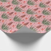 Rosa Aloe You Vera Much Orange Aloe Pflanze & Herz Geschenkpapier (Ecke)