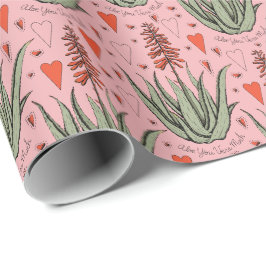 Rosa Aloe You Vera Much Orange Aloe Pflanze & Herz Geschenkpapier