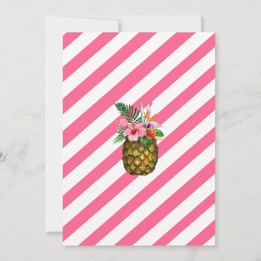 Rosa Aloha Birthday, Hawaiian Luau Tropical Einladung (Rückseite)