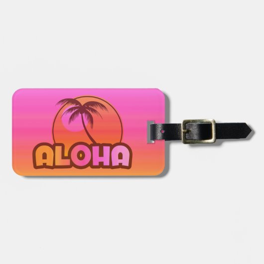 Rosa-Aloha Palme Gepäckanhänger (Vorderseite horizontal)