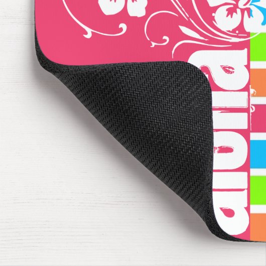 Rosa Aloha; Retro Neonenbogen Mousepad (Ecke)