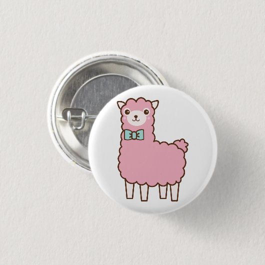 Rosa Alpaca-Tasten Button (Vorne & Hinten)