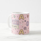 Rosa Alphabet Lehrer Schul Muster Kaffeetasse (Vorderseite Links)