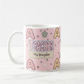 Rosa Alphabet Lehrer Schul Muster Kaffeetasse (Links)