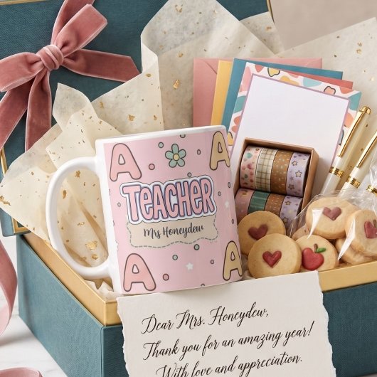 Rosa Alphabet Lehrer Schul Muster Kaffeetasse