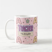 Rosa Alphabet-Lehrer-Schulmuster Kaffeetasse (Links)