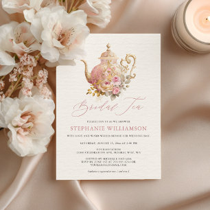 Rosa alte Floral-Teekanne Brautparty-Tee Einladung