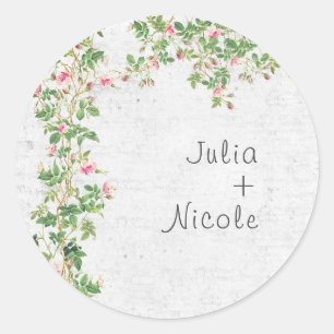 Rosa alte Rosenwand im Vintage-Stil Journal Hochze Runder Aufkleber
