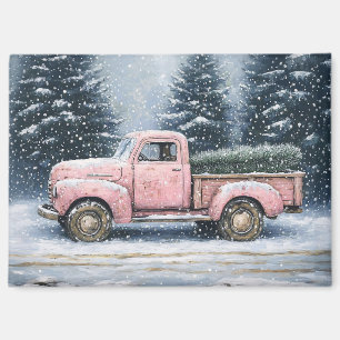Rosa alter LKW mit Weihnachtsbaum Magnet