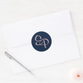 Rosa am Navy-Script-Monogram-Umschlag Aufkleber (Umschlag)