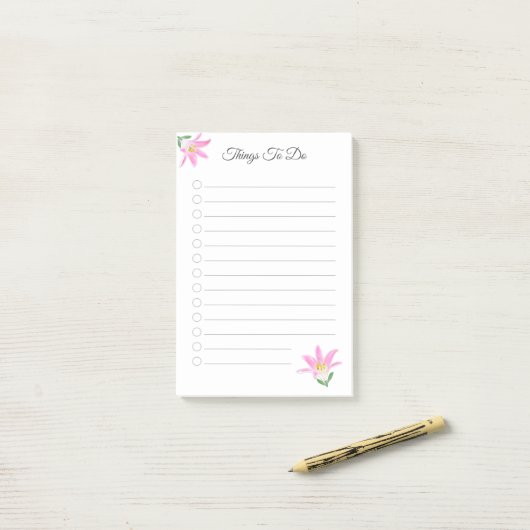 Rosa Amaryllis Blume Dinge zu tun Post-it Klebezettel (Auf Schreibtisch)