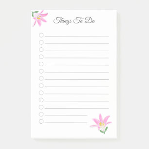 Rosa Amaryllis-Blumen Dinge zu tun Post-it Klebezettel