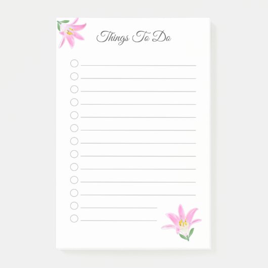 Rosa Amaryllis-Blumen Dinge zu tun Post-it Klebezettel (Vorderseite)