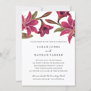 Rosa Amaryllis-Blumen-Hochzeitseinladung Einladung
