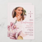 Rosa Amaryllis Foto Religiös Einladung (Vorne/Hinten)