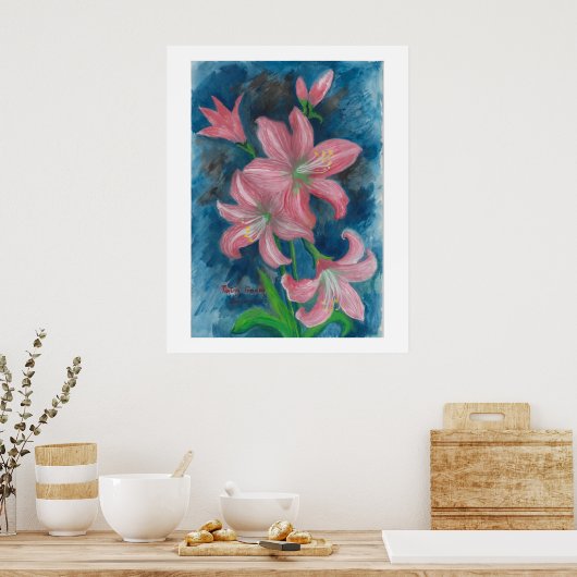 Rosa Amaryllis Poster (Küche)