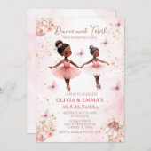 Rosa American Ballerina Gemeinsamer Geburtstag Einladung (Vorne/Hinten)