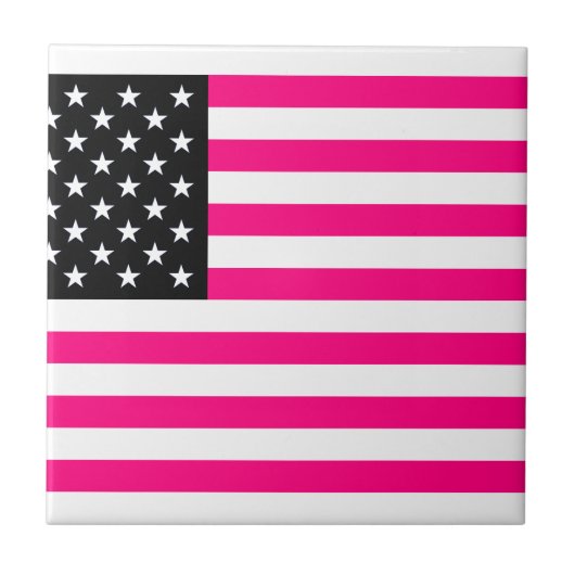 rosa amerikanische Flagge Fliese (Vorderseite)