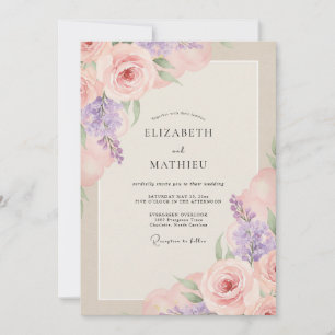 Rosa Amethyst Gemalte Hochzeit Einladung