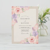 Rosa Amethyst Gemalte Hochzeit Einladung (Stehend Vorderseite)