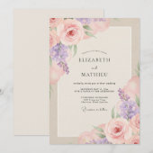Rosa Amethyst Gemalte Hochzeit Einladung (Vorne/Hinten)