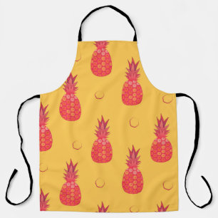 Rosa Ananas auf orangefarbenem Hintergrund. Nahtlo Schürze