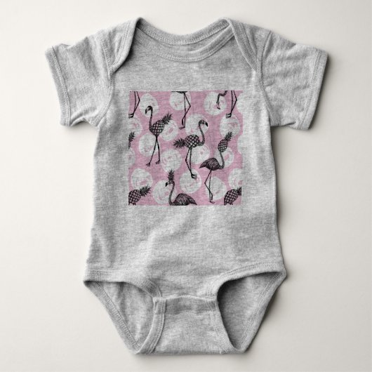 Rosa Ananas Flamingo Baby Strampler (Vorderseite)