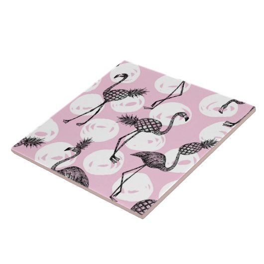 Rosa Ananas Flamingo Fliese (Seite)