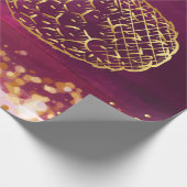 Rosa Ananas-Gold-Glitzer Geschenkpapier (Ecke)