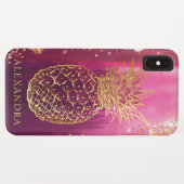 Rosa Ananas Gold Glitzer Personalisiert Case-Mate iPhone Hülle (Rückseite (Horizontal))
