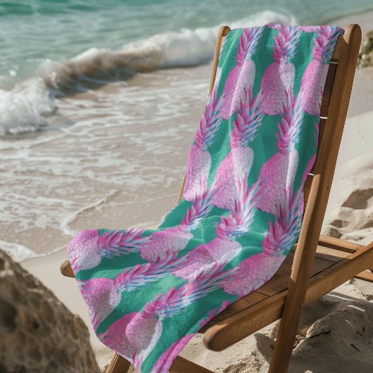 Rosa Ananas Karibikblau   Strandtuch
