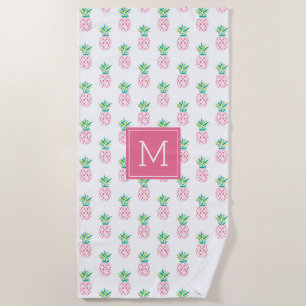 Rosa Ananas Mit Monogramm Strandtuch