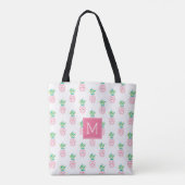 Rosa Ananas Mit Monogramm Tasche (Rückseite)