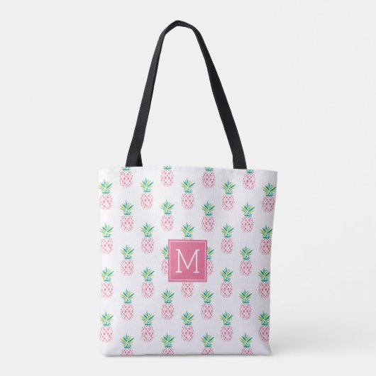 Rosa Ananas Mit Monogramm Tasche (Rückseite)
