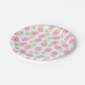 Rosa Ananas Party Pappteller (Schrägansicht)