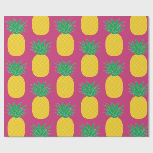 Rosa Ananas tropisch Geschenkpapier (Flach)