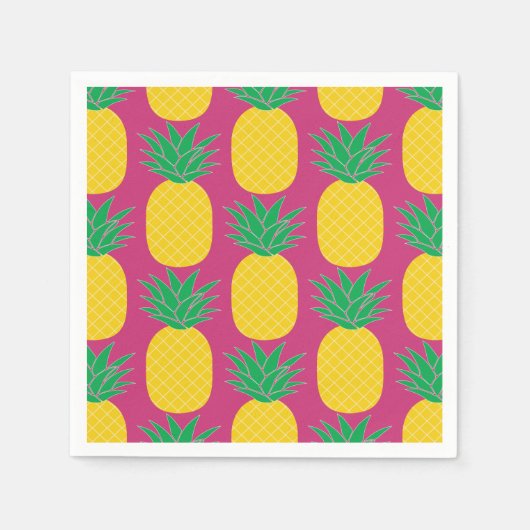 Rosa Ananas tropisch Serviette (Vorderseite)