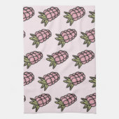 Rosa Ananas Tropische Früchte Botanischer Sommer Geschirrtuch (Vertikal)