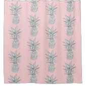 Rosa Ananas tropisches Muster Bodenmatte Duschvorhang (Vorderseite)
