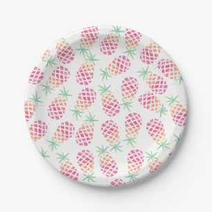 Rosa Ananas-Wasserfarbe-Partyplatte Pappteller